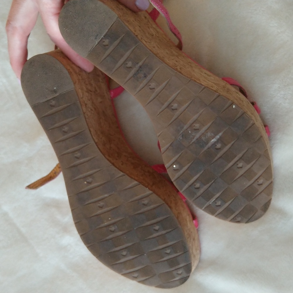 Kate Spade Theodora Cork Wedge Platform Ankle Strap Pink Sandals - Picture 11 of 16